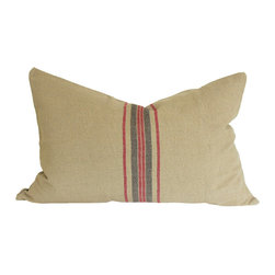 Xia Home Fashions - Natural Linen Stripe Decorative Pillow Feather/Down Filled, 16''x24'' - Decorative Pillows