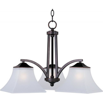 Three Light Oil Rubbed Bronze Frosted Glass Down Chandelier