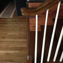 Steel stairway, salvaged shiplap, steel window.