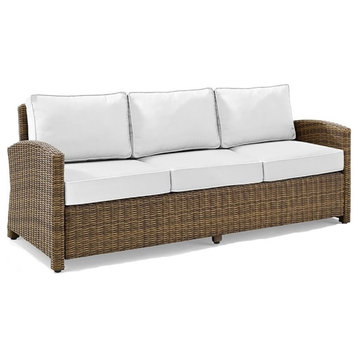 Crosley Furniture Bradenton Traditional Fabric Outdoor Sofa in White/Brown