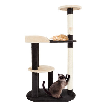 Cat Tree 3 tier 42.25in high with 2 scratching posts Black and Tan by PETMAKER