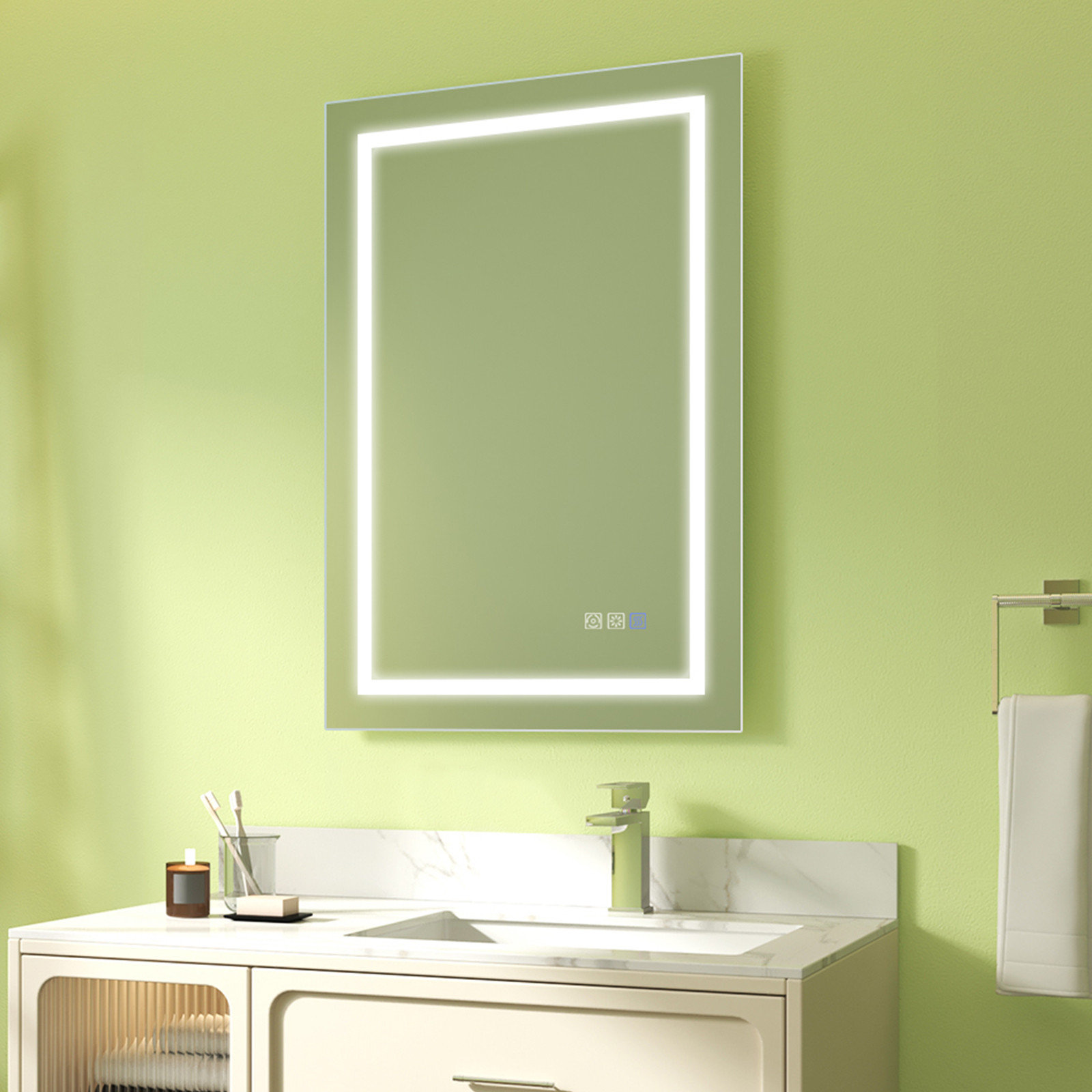 ExBrite LED Bathroom Mirror with Anti-Fog, 24" X 36" - Modern ...