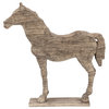 Benzara BM285572 20" Accent Decor Figurine Standing Horse, Natural Wood Finish