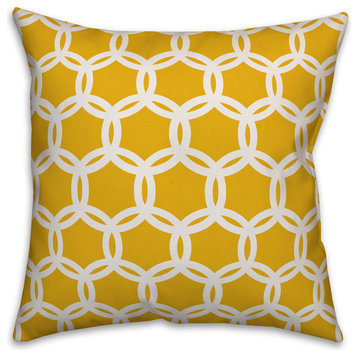 Yellow and White Lattice 20x20 Throw Pillow
