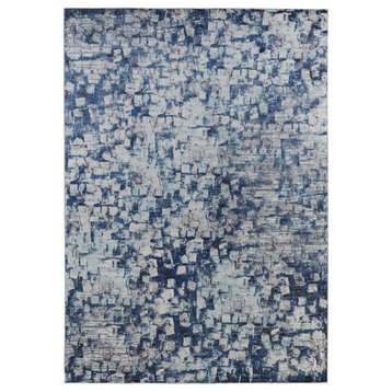 Weave & Wander Adelmo Abstract Contemporary Rug, Navy/Blue, 3'x5'