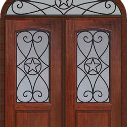 Prehung Transom Double Door 80 Fiberglass Austin Texas Star - Front Doors
