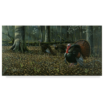 Wilhelm Goebel 'The Suitor Wild Turkeys' Canvas Art, 24"x12"
