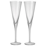 PARLANE - Set of Two Elegant Champagne Flutes - Set of two delicate champagne flutes etched with an elegant line detail.