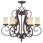Livex Lighting - Millburn Manor Chandelier, Imperial Bronze - A rustic look that gives a dramatic flair to your home, this design serves as a piece of art in itself. It features gorgeous vintage scavo hand blown glass that emit a romantic glow, and sweeping imperial bronze wrought iron add visual interest.