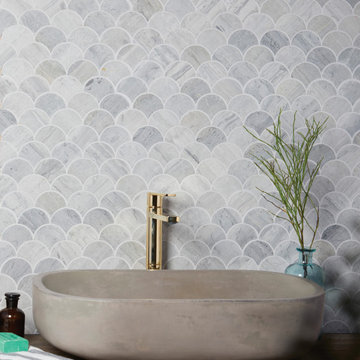 Baobab Silver Blue Limestone Scallop Mosaic