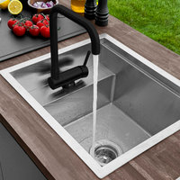 Concealed Dual-Mount Steel Utility Sink 20", 1-Hole Prep Sink, Dura-Tek, Black
