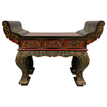 Consigned Vintage Tibetan Massive Painted Altar Table