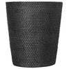 Loma Round Rattan Paper Waste Basket, Solid Black