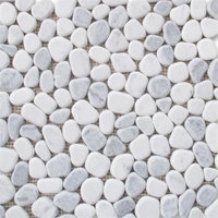 Carrara White Bardiglio Grey Marble Pebble Stone Nonslip Shower Tile, 1 sheet