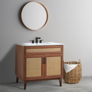 36" Modern Farmhouse 2-Shelf Bath Vanity Cabinet Only(Sink Basin not Included)