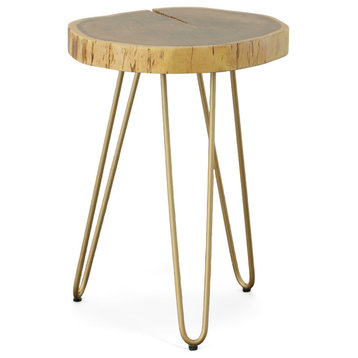 Seti Live Edge Accent Table Top, Gold