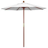 7.5' Square Push Lift Wood Umbrella, White Olefin