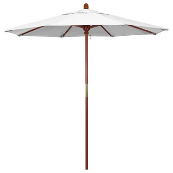 7.5' Square Push Lift Wood Umbrella, White Olefin