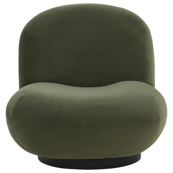 Safavieh Couture Stevie Boucle Accent Chair, Olive Green/Black