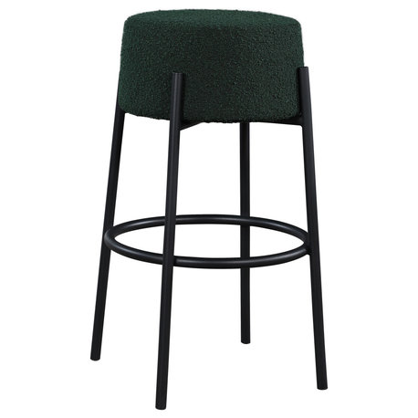 Avalon Boucle Fabric Upholstered Stool, Green, Bar Stool