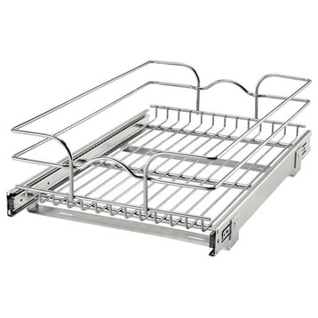 Single Tier Bottom Mount Pull Out Steel Wire Organizer, 14.4"