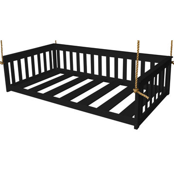 Misson Hanging Daybed, Black, Twin, With Rope