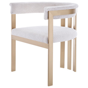 Modrest Pontiac Beige Wool Velvet and Gold Dining Chair