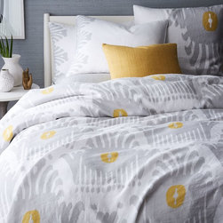 Belgian Flax Linen Stamped Ikat Duvet Cover + Shams - Products