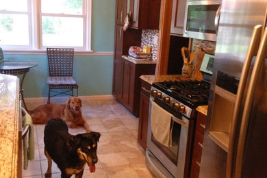 Kitchen - kitchen idea in Minneapolis with shaker cabinets and granite countertops