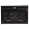 Heritage Double Watch Winder With Cover, Storage and Travel Case In Black