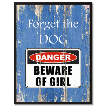 Beware Of Girl Danger Sign, Canvas, Picture Frame, 13"X17"