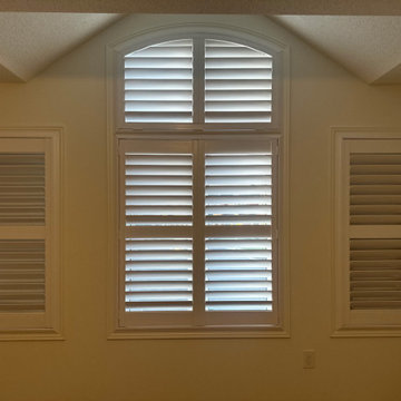 California Shutter Arches and Blackout Shades Behind Shutters