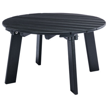 32''D Patio Outdoor Round Coffee Tables, Adirondack Table, Black