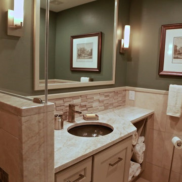 Modern Mosaic Bathroom Remodel | Warm Neutrals & Custom Tile Detailing