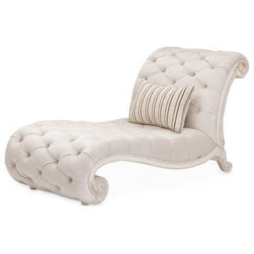 Chamberi Velvet Chaise Lounge - Ivory/Classic Pearl