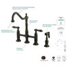 Traditional Arched Kitchen Faucet, 2 Handles & Side Sprayer, Oil-Rubbed Bronze
