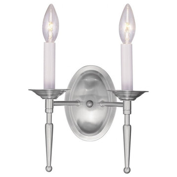 2 Light Traditional Steel Candle Wall Sconce-9.5 Inches H by 9.5 Inches