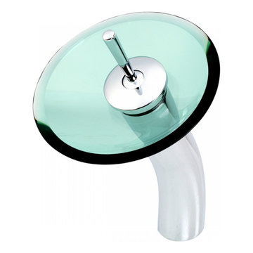 Waterfall Faucet Heavy Cast Chrome Brass 12" Green Glass