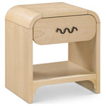 Meridian Furniture - Hayes Night Stand / Side Table, Black, Natural - Enhance the aesthetic allure of any room in your home with the Hayes Night Stand / Side Table. Its sleek frame is elegantly crafted with ash wood veneer and a rich natural finish, lending a touch of sophistication to your space. The nightstand also incorporates a distinctive matte black handle, providing stylish functionality that adds a touch of character to the design.