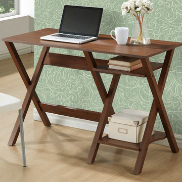 CorLiving Folio Warm Oak Desk with Two Lower Shelves