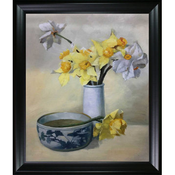 La Pastiche Daffodils and Narcissi with Black Matte Frame, 25" x 29"