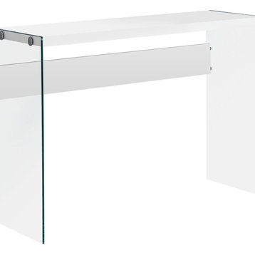 44" White And Clear Solid Console Table