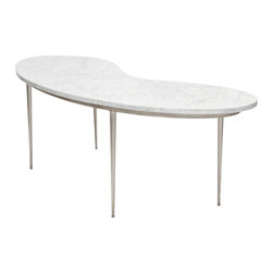 Worlds Away Bean Coffee Table Silver Leaf W/ Marble Top - Coffee Tables