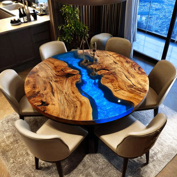 Custom Epoxy River Table-Elevate Your Dining with This Stunning Round Table