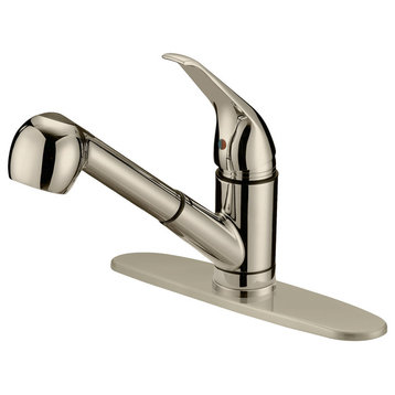 Brushed Nickel Finish Pull-Out Kitchen Faucet LK3B, 1 Hole, 3 Holes