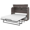 Nebula Full Cabinet Bed with Mattress in Bark Gray