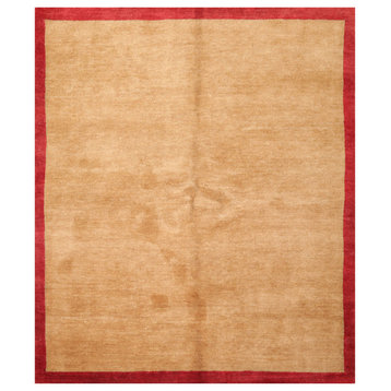 6'4''x7'5'' Hand Knotted Wool Tibetan Oriental Area Rug Gold, Red