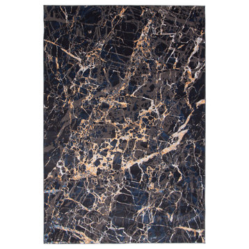 ECARPETGALLERY Marble Texture Rug 8'0" x 10'0" Black, Marble