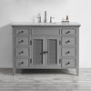 Piedmont Vanity With White Carrara Marble Countertop, Gray Without Mirror, 48"