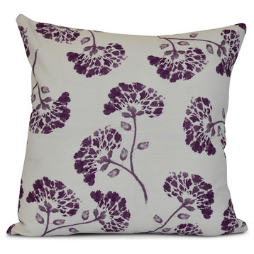 16x16", April, Floral Print Pillow, Purple